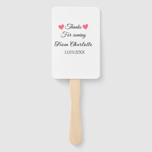 Éventail merci de venir ajouter un message texte (Dos)