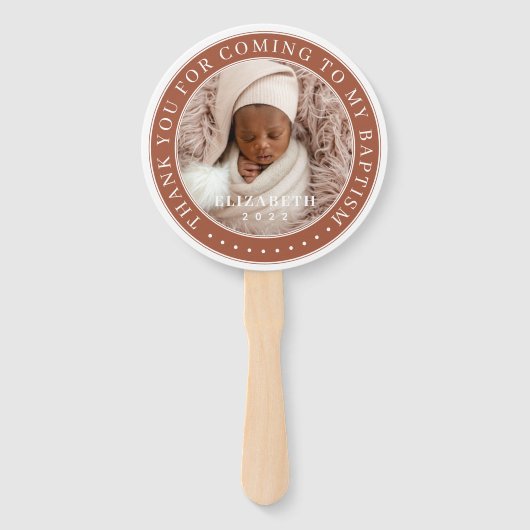 Éventail Merci D'Être Venu À Mon Baptême Photo Moderne (Devant)