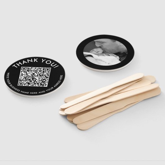 Éventail Merci moderne Noir Blanc Site Web Scan QR Code (Non-assemblé)