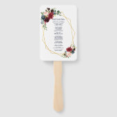 Éventail Merlot Marine Blue Floral Gold Frame Wedding Progr (Dos)