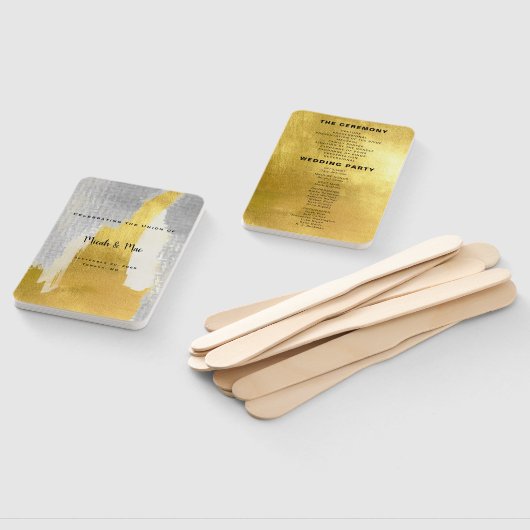 Éventail Metallic Gold & Silver Wedding Programme (Non-assemblé)