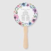 Éventail Midnight Blooms | Programme de Mariage Personnalis (Dos)