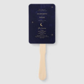 Éventail Midnight Blue Gold Moon Stars Programme de mariage (Devant)