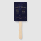 Éventail Midnight Blue Gold Moon Stars Programme de mariage (Dos)