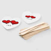 Éventail mignon 2 coeur rouge mariage (Non-assemblé)