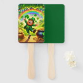 Éventail Mignon lutin magique de la Saint-Patrick (Devant et derrière)