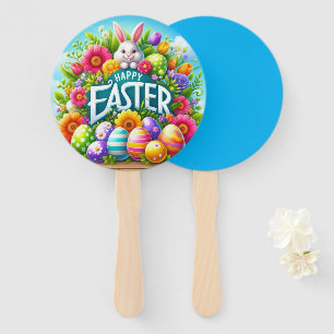 Éventail Mignonne lapin de printemps/Pâques avec oeuf