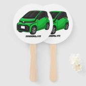 Éventail Mignonne micro-voiture verte (Devant et derrière)