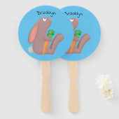 Éventail Mignons lapin lapin lapin assis avec dessin de car (Devant et derrière)