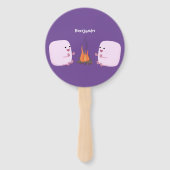 Éventail Mignons marshmallows roses par feu de camp dessin (Dos)