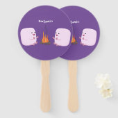 Éventail Mignons marshmallows roses par feu de camp dessin (Devant et derrière)
