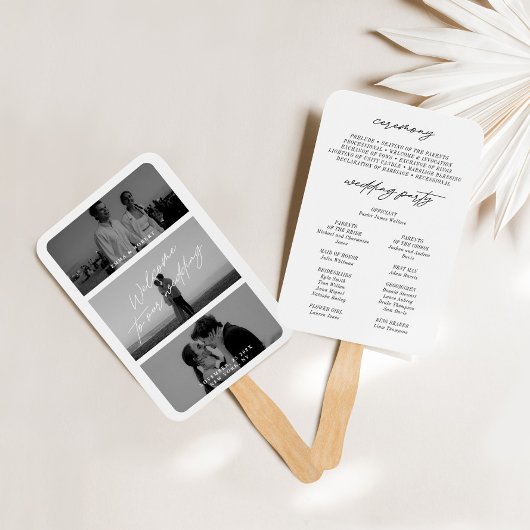 Éventail Miniature moderne 3 Photo Wedding Programme Ventil