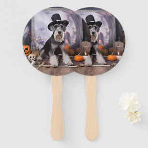 Éventail Miniature Schnauzer Citrouilles Halloween Épouvant