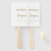 Éventail Minimal et chic | Mariage or et blanc (Devant et derrière)