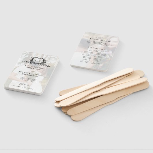 Éventail Minimalist Calligraphy monogram Wedding Program (Non-assemblé)