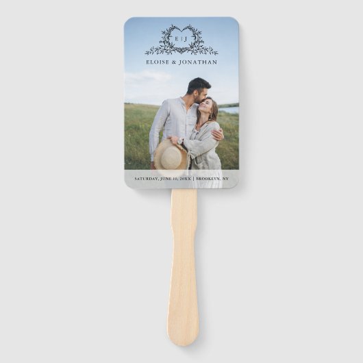 Éventail Minimalist monogram Photo Chic Wedding Program (Devant)