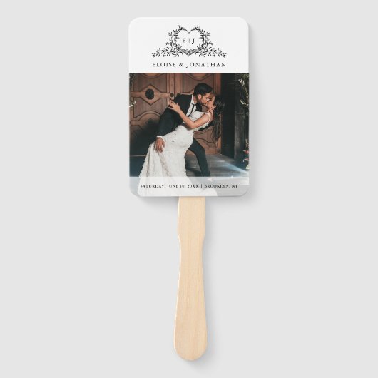 Éventail Minimalist monogram Photo Chic Wedding Program (Devant)