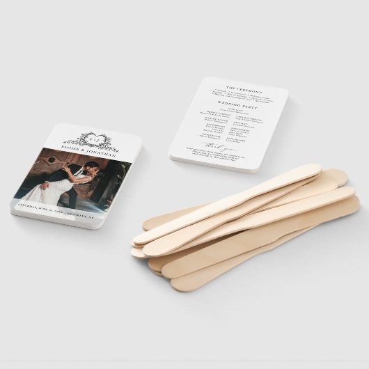 Éventail Minimalist monogram Photo Chic Wedding Program (Non-assemblé)