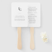 Éventail Minimalist Monogram Wedding Ceremony Fan Program (Devant et derrière)