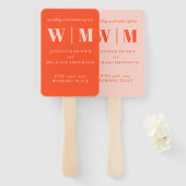 Éventail Minimalist Orange Pink Simple Drink Wedding celeb (Devant et derrière)