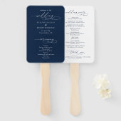 Éventail Minimalist Script Navy Blue Wedding Program (Devant et derrière)