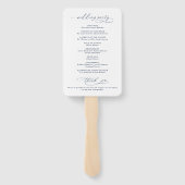 Éventail Minimalist Script Navy Blue Wedding Program (Dos)