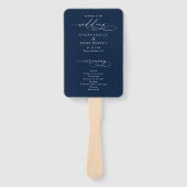 Éventail Minimalist Script Navy Blue Wedding Program (Devant)