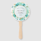 Éventail Mint Green Florals Gold Foliing Mariage Merci (Devant)
