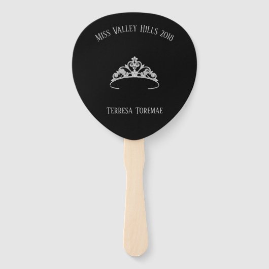 Éventail Miss America Rodeo Argent Crown Tiara Paddle Fan (Devant)