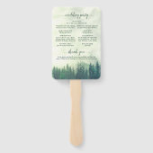 Éventail Misty Green Pine Trees Programme de mariage rustiq (Dos)