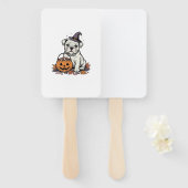 Éventail Modèle de citrouille de bouledogue d'Halloween gra (Devant et derrière)