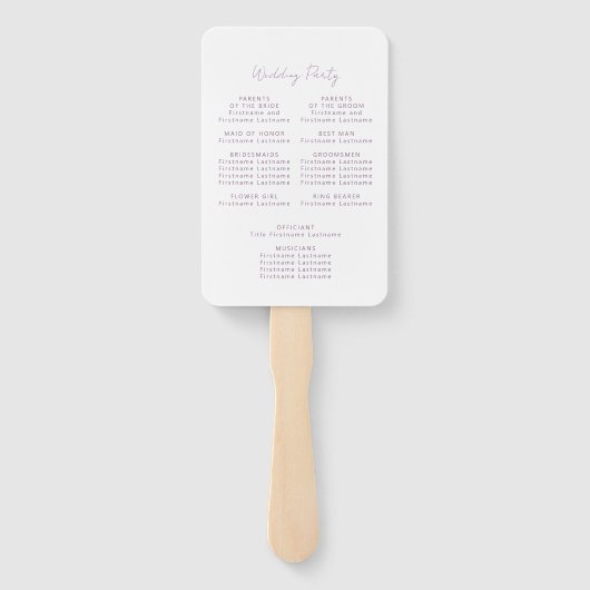 Éventail Modern Minimal Mauve Script Wedding Program (Dos)