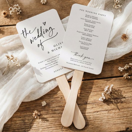 Éventail Modern Minimalist Heart Elegant Wedding Programs