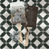 Éventail Modern Photo Rustic Brown Wedding Program Fan