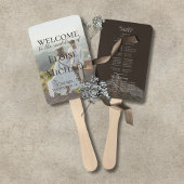 Éventail Modern Photo Rustic Brown Wedding Program Fan