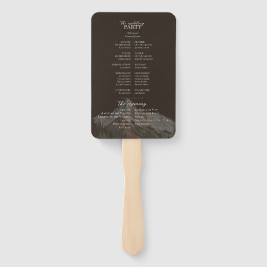 Éventail Modern Photo Rustic Brown Wedding Program Fan (Dos)