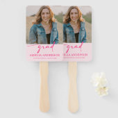 Éventail Modern Pink Bow Graduation Class of 2026 Photo (Devant et derrière)