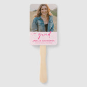 Éventail Modern Pink Bow Graduation Class of 2026 Photo (Dos)