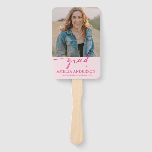 Éventail Modern Pink Bow Graduation Class of 2026 Photo (Devant)