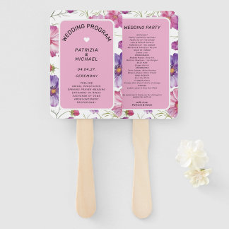 Éventail Modern Pink Purple Floral Wedding  Program