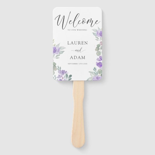 Éventail Modern Purple Floral Wedding Program (Devant)