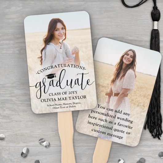 Éventail Modern Script 2 Photo Graduation Congratulations