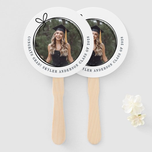 Éventail Modern Script Bow Senior Photo Graduation  (Devant et derrière)