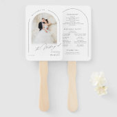 Éventail Modern Script Minimal Photo Arch Wedding Programs (Devant et derrière)