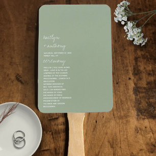 Éventail Modern Script Sage Green Minimalistic Wedding