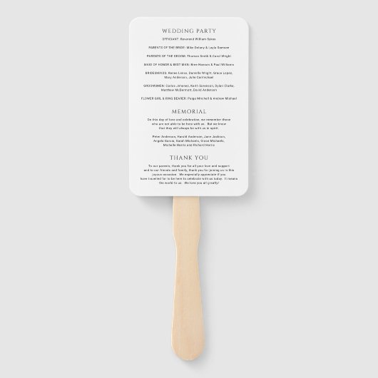 Éventail Modern Simple Photo Wedding Program (Dos)