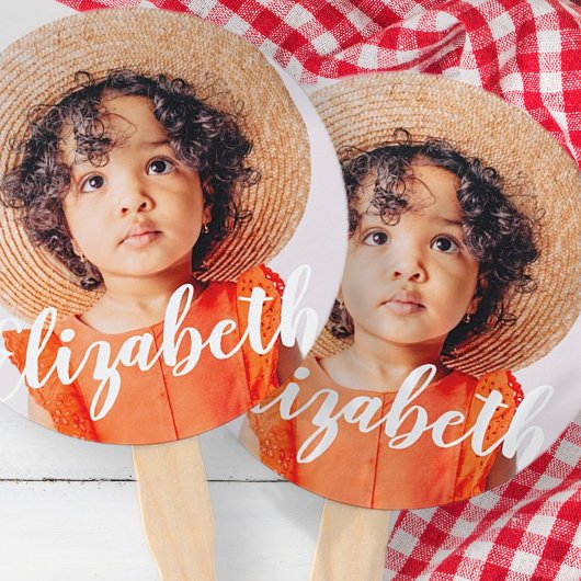 Éventail Modern Simple Script Ajouter votre nom et photo