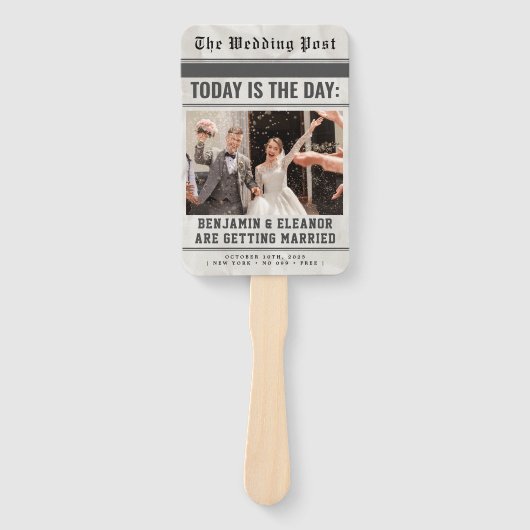 Éventail Modern Wedding Program Fans with Photo (Devant)