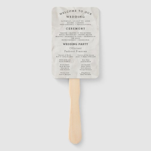 Éventail Modern Wedding Program Fans with Photo (Dos)