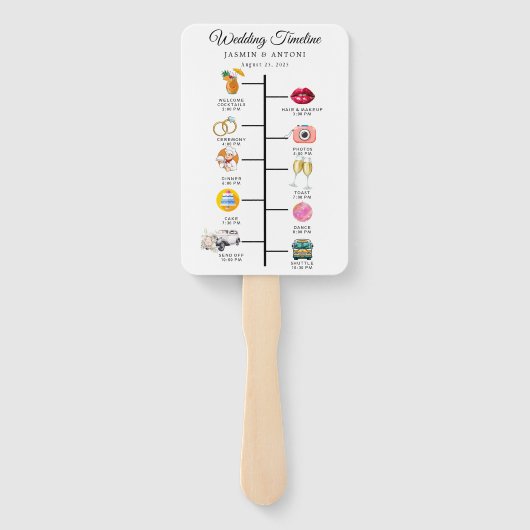 Éventail Modern Wedding Program Fans with Photo (Dos)